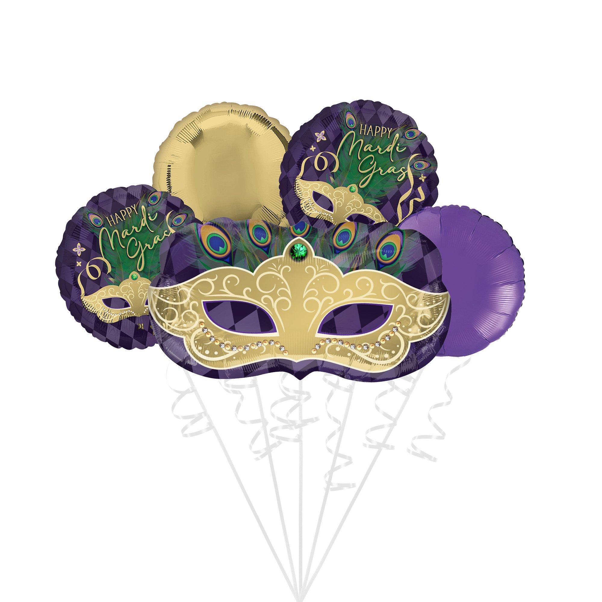 Masquerade Mask Mardi Gras Foil Balloon Bouquet